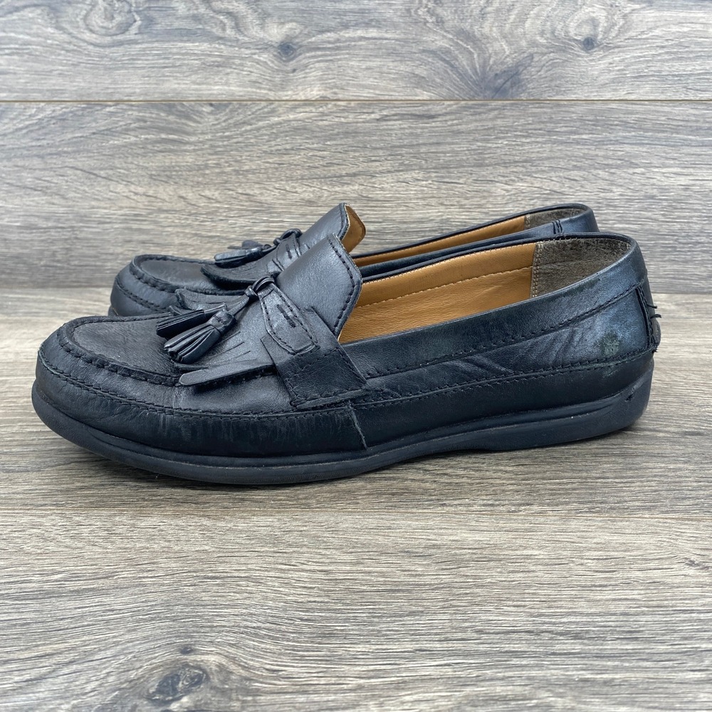 Dockers Mens 90-7325 Black Leather Kiltie Tassel Loafers Shoes 11.5M